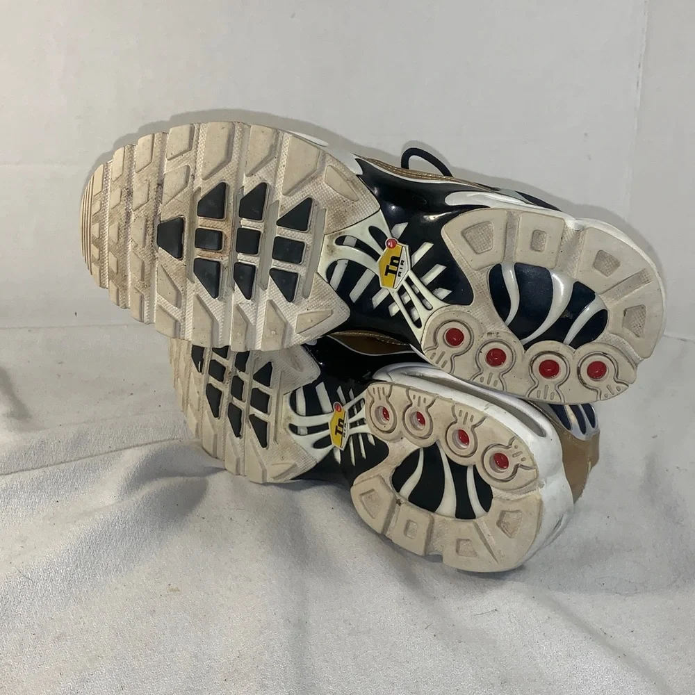 Nike Air Max Plus TN Black Gold Aluminum Trim Women’s Sneakers